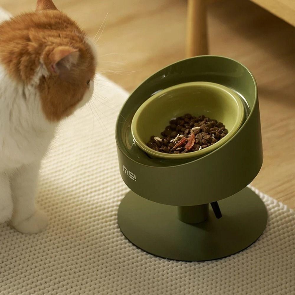 Adjustable Anti Vomiting Bowl Neck Protection Pet Water Bowl Cat Food Bowl Cat Feeder  For Cat Dog verde/bianco