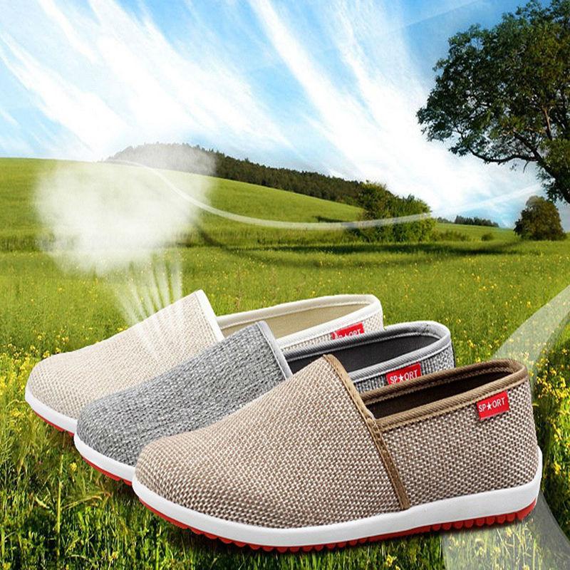 YG Summer Men Loafers Weave Breathable Comfort Hemp Casual Shoes  For Man