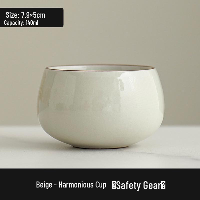 High-Grade Ru Ware Ceramic Tea Tasting Cup, Large Capacity Crackle Glaze for Personal Use Under 200mL