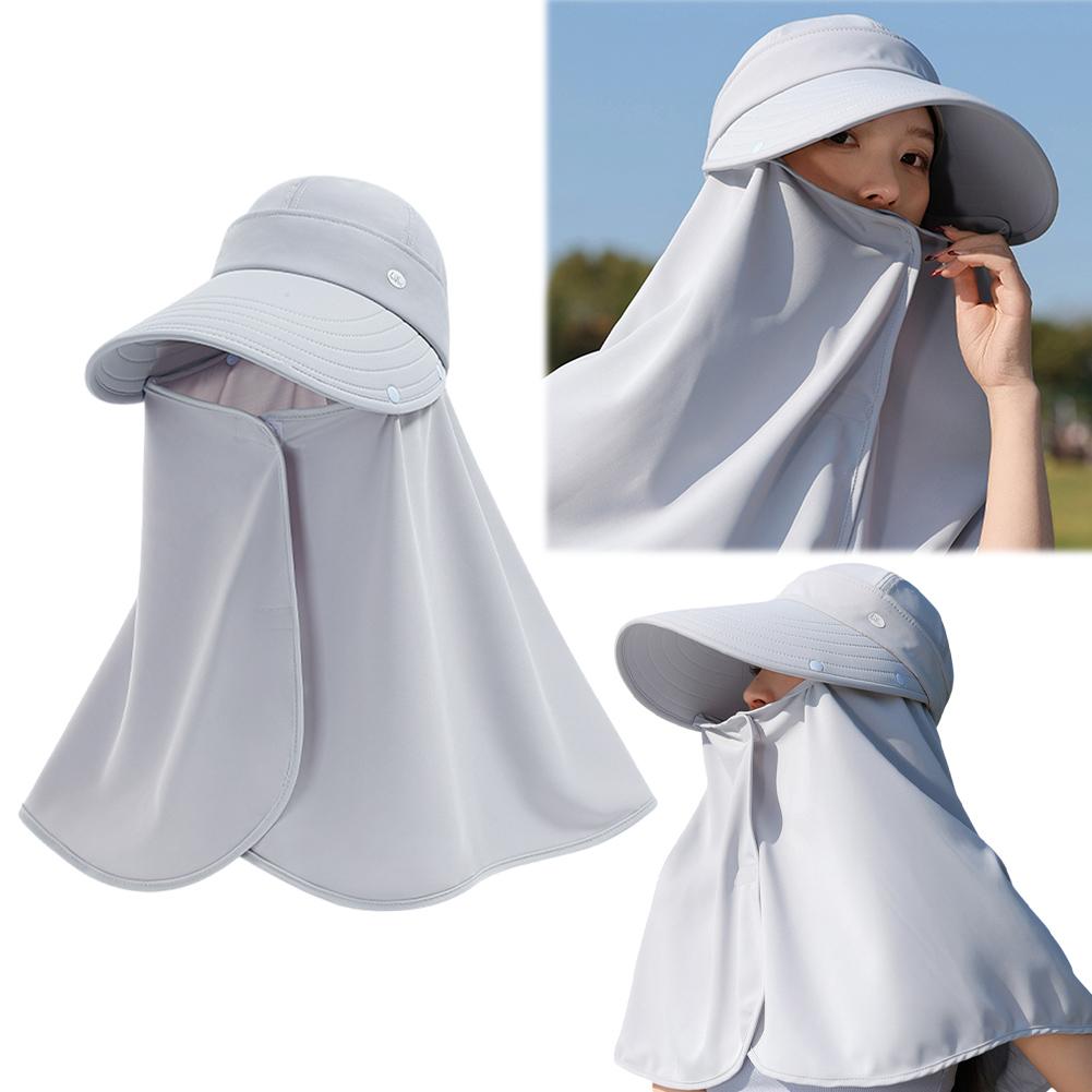 Round Top Large Brim Hat with Neck Flap Face Covering Mask Summer UV Protection Hat Lightweight Sun Visor Hat for Outdoor Travel