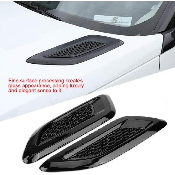 KIMISS Hood Vents, Exterior Hood Air Vent Outlet Wing Trim for Land Rover Range Rover Evoque 2012-2018(Black)