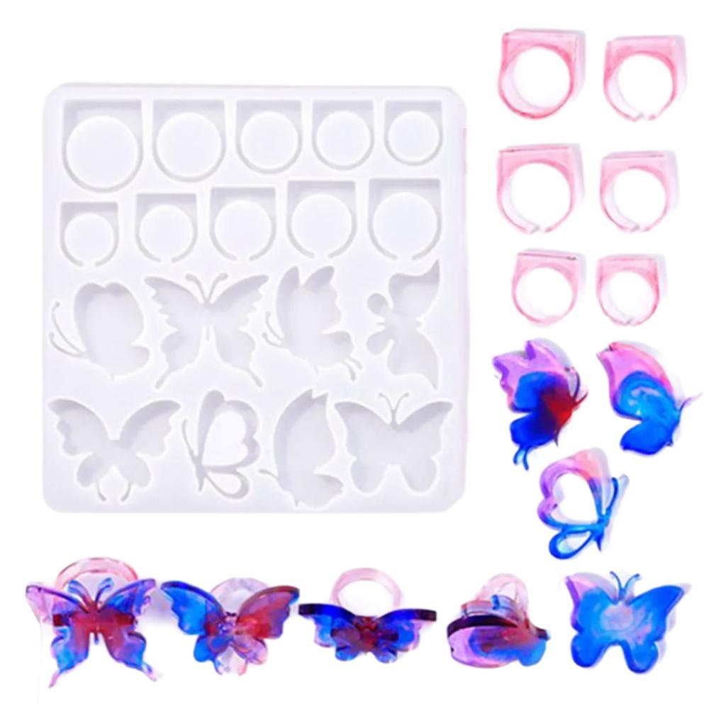 Crystal Epoxy Resin Rings Silicone Mold Attractive Silicone Rings Adornment Molds for DIY Crystal Resin Rings Accessory