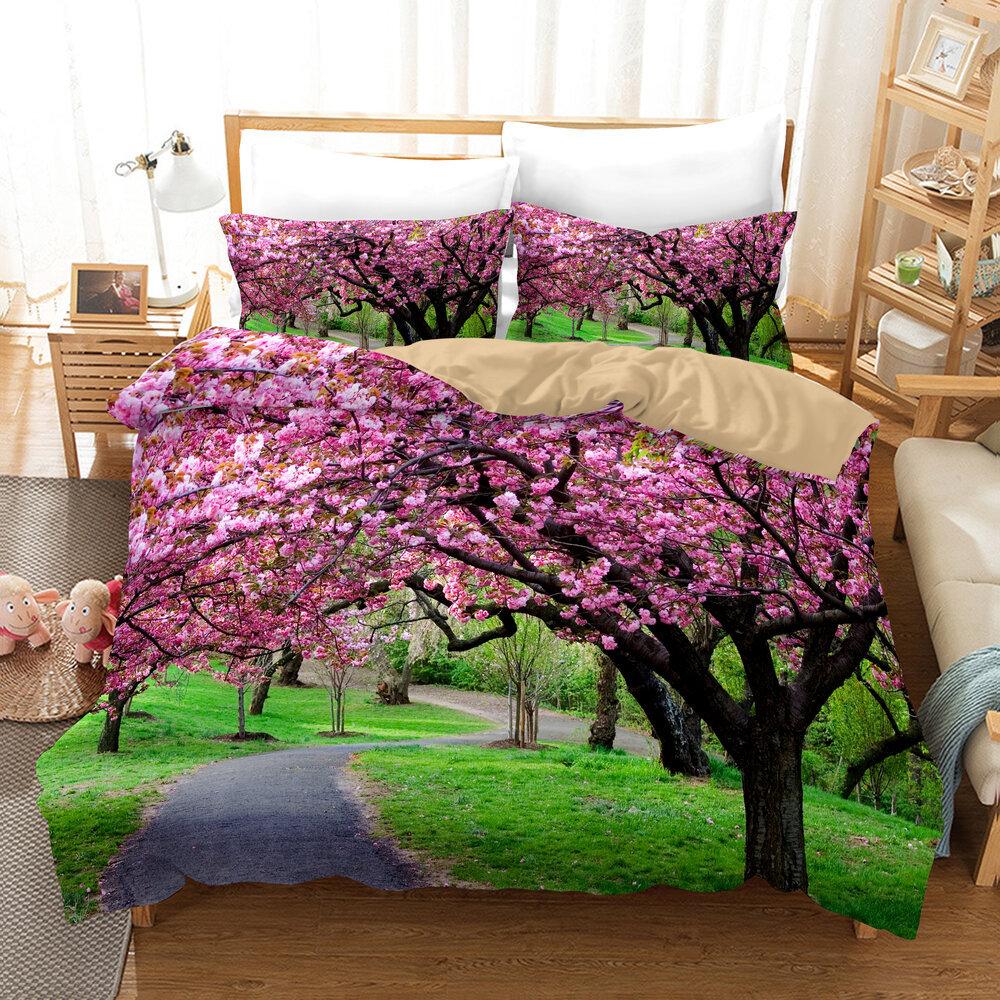 Kiraz Çiçeği Manzarası, E-Ticaret Üç Parça Amerikan 3D Dijital Baskı Seti