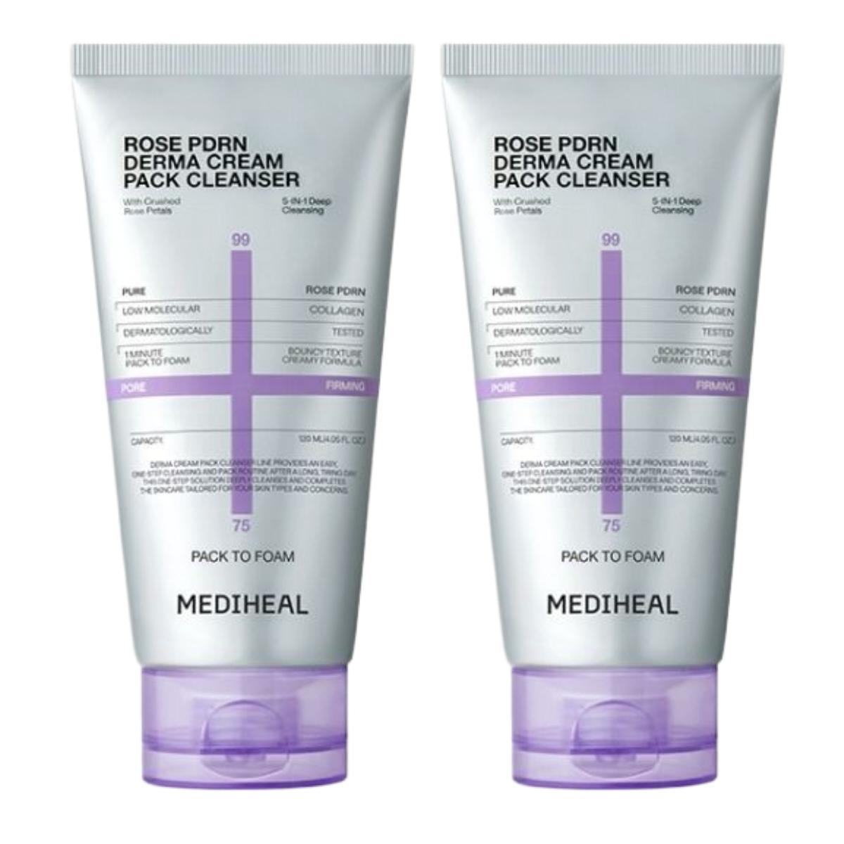 Mediheal Derma Cream Pack Foam Cleanser PDRN Skin-Plumping Radiant Face Wash Duo Pack 240ml (120ml x 2ea)