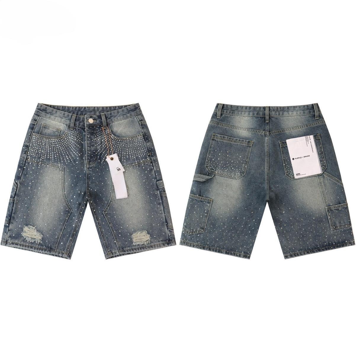 

GLYDE Denim Shorts Mens Women with Stunning Rhinestone Sunburst Design High Quality Casual Summer Shorts 28