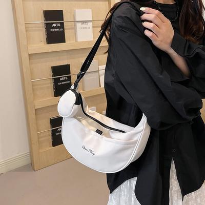 Sportlicher Damen-Messengerbag, schlichte einfarbige Mode-Umhängetasche, sportliche und lässige Studenten-Canvas-Knödeltasche