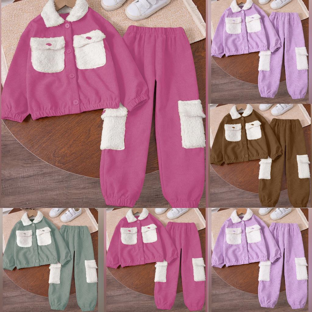Kids Cartoon Casual Fashion Outfit Set Long Sleeve Top & Pants