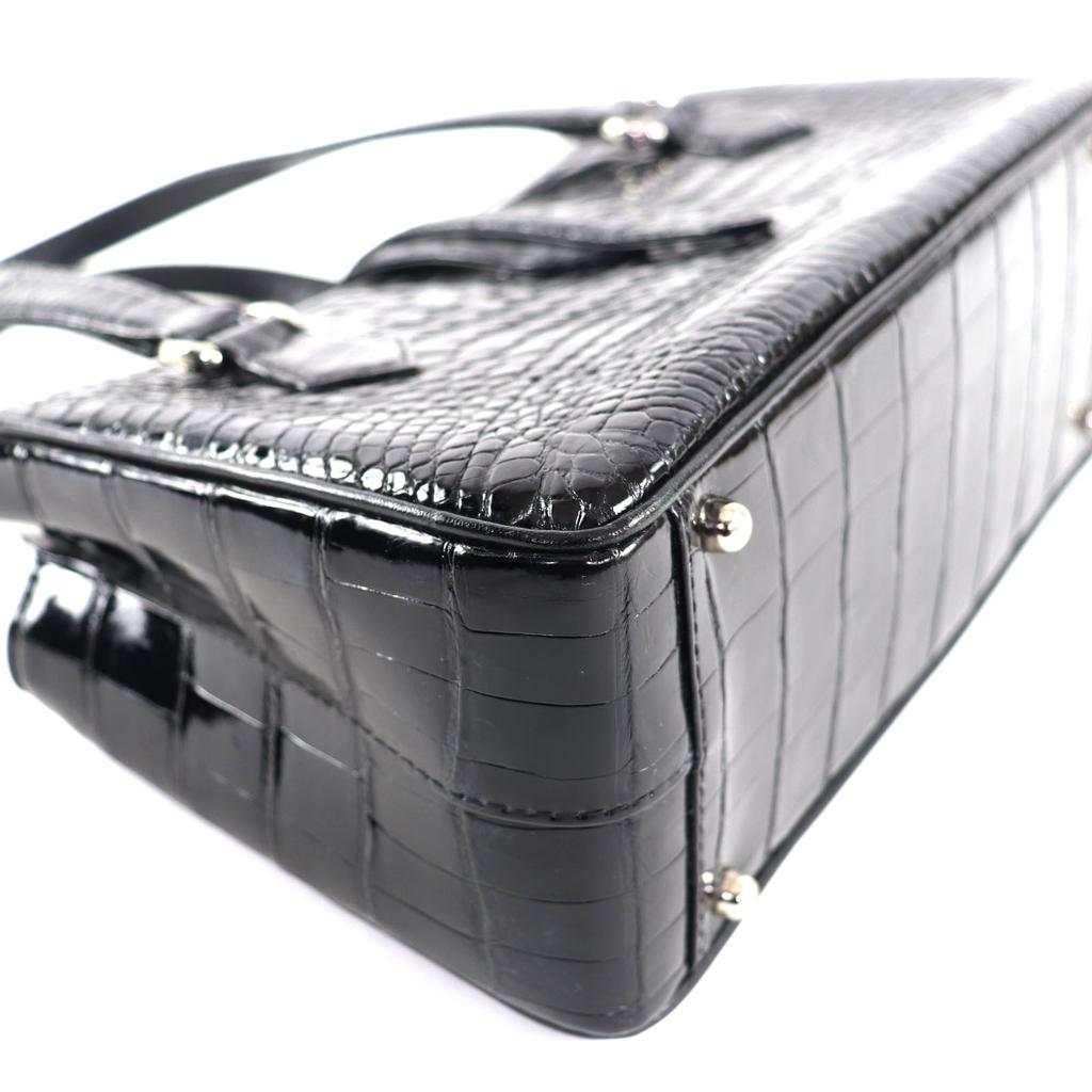 Tolle YAMAGUCHI Handtasche schwarz Krokodil Damen Gebraucht