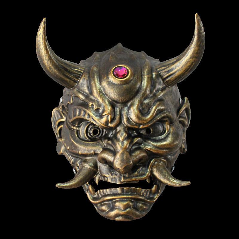 Christmas And Halloween Silver Copper Hannya Mask Resin Party Prop For Cosplay And Celebrations