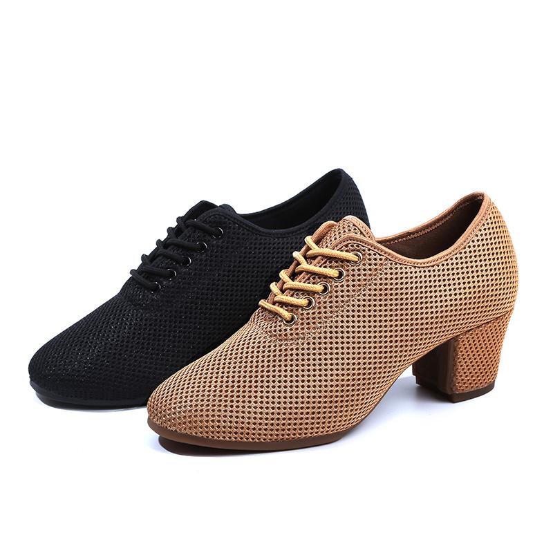 Mesh Breathable Latin Dance Shoes Jazz Latin Tango Women's and Men's Non Slip Dance Shoes 1/2 Inch In Height