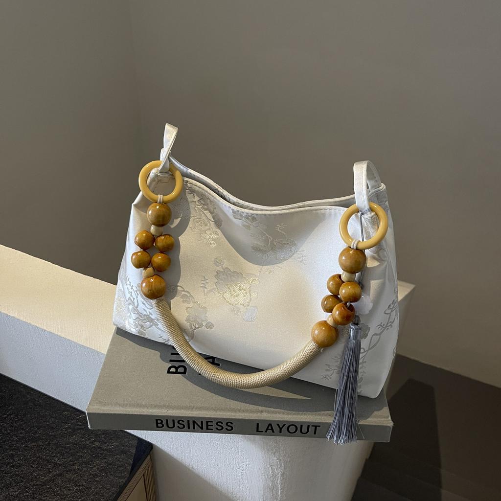 Chinese Style Women Embroidered Underarm Bag Crossbody Large Capacity Shoulder Commuter Bucket Handbag National Ethnic Pattern