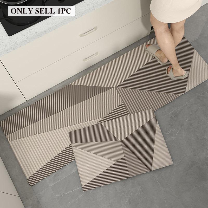 Kitchen Carpet PVC Waterproof Leather Floor Mat Minimalist Geometric Pattern Rug Long Size Home Decor Rugs Alfombra De Cocina