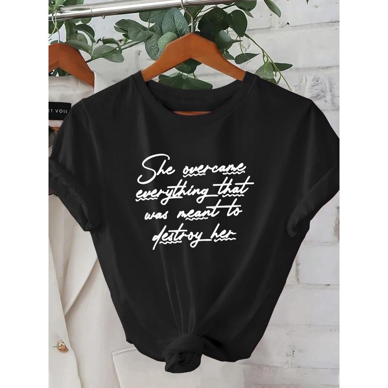 

Women S Summer Short Sleeve T-Shirt | 2D Geometric Drawing Inspirational Print, Showcasing Resilience and Strength| Youthful Design |Comfortable Fit, S чёрный