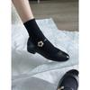 Sheepskin version~ Flower buckle leather shoes flat single shoes women's shallow mouth Mary Jane shoes ladyshoes small leather shoes