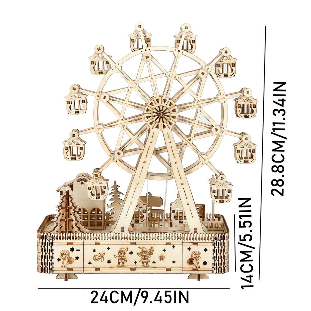 3D Wooden Puzzles for Adults Ferris Wheel Music Box Handmade DIY Crafts Model Kits for Women Birthday And Christmas Gifts