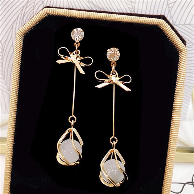 

Модные металлические серьги-подвески в виде банта и капли воды, длинные серьги-подвески, женские свадебные украшения, серьги 1Pair золотой