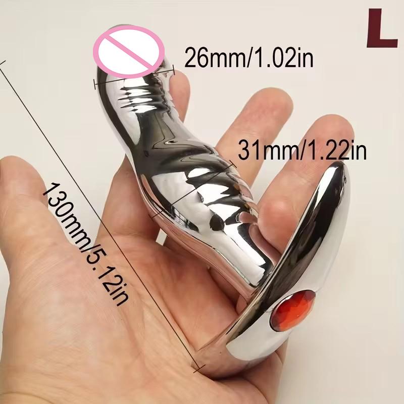 Metal Anal Dildo Sex Toys,Curved Butt Plug,Ass Anus Dilator,Analplug Buttplug With Jewelry Base,Prosate Massager