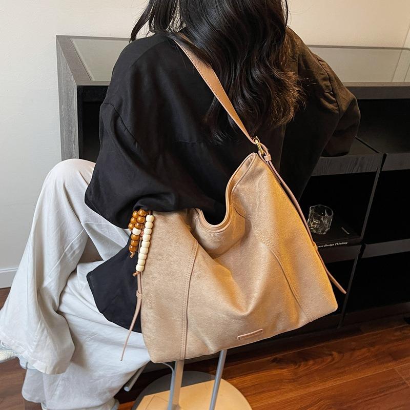 Wandering Mocha Suede Tote Bag Women's Early Autumn New Large-capacity Commuter Shoulder Messenger Bag