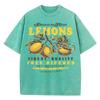 Premium Fresh Lemons Fruit Print Women Washed T-Shirts Y2K Comfortable Short Sleeve Loose All-Match T Shirt Cotton Hip Hop Top