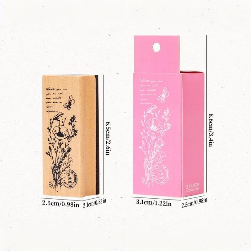1Pcs Vintage Wooden Stamps Retro Flower Plant Grass Stamps For Scrapbooking Diy Card Making Craft Standard Seal Stationery