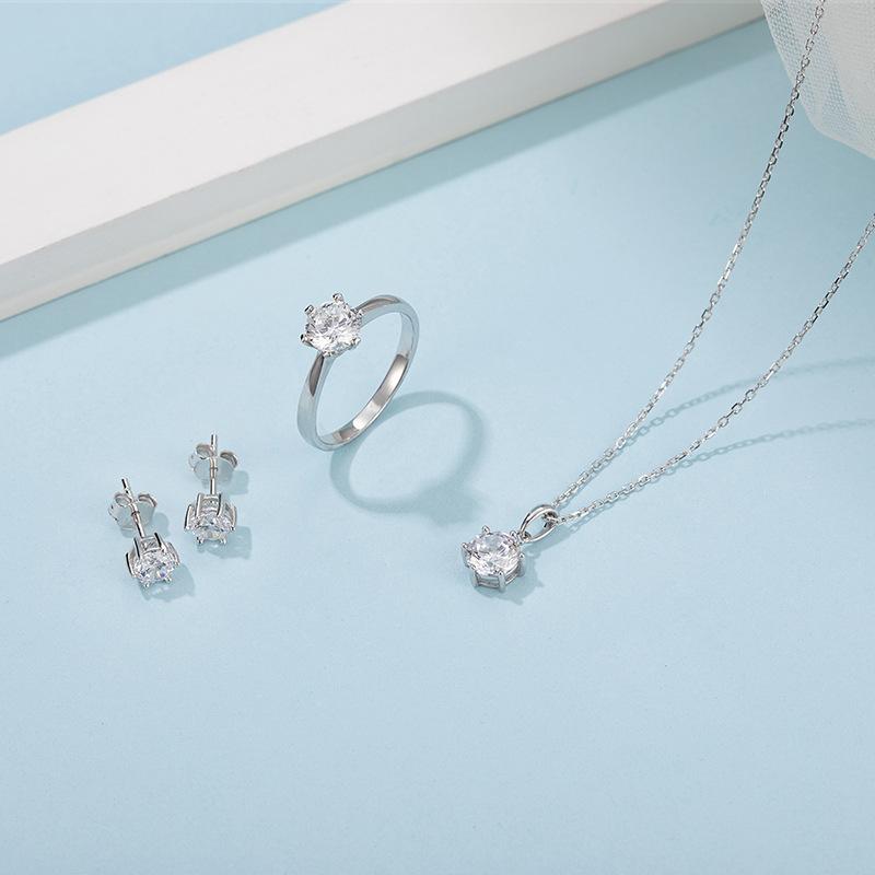 10K Gold Jewelry Set Classic Simple Earrings Moissanite Ring 9/14/18 K White Gold Rose Gold Necklace