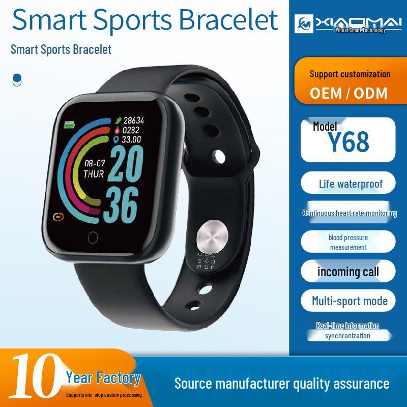 Y68 Wasserdichtes Smart-Armband mit Pulsmesser & Bluetooth