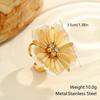 Fashion Stainless Steel Waterproof Colorful Flower Pearl Ring for Women Wedding Party Jewelry