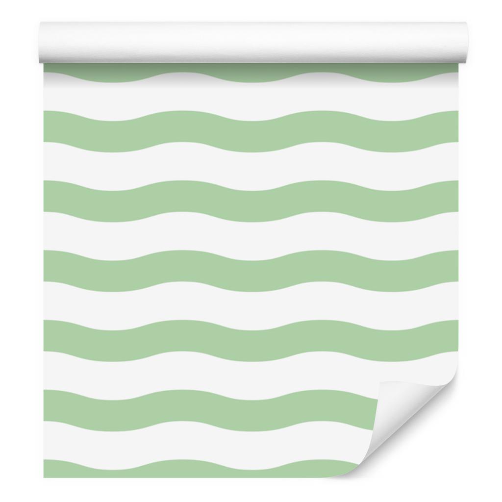 Wallpaper Stripes white and mint, white background for living room and bedroom 50x1000