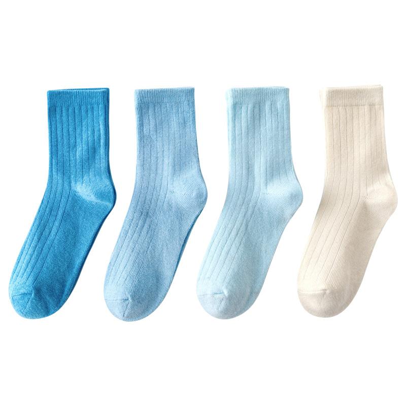 4 Pairs Kids Striped Mid Calf Socks Spring Autumn Versatile School Comfortable Cotton Childrens Hosiery