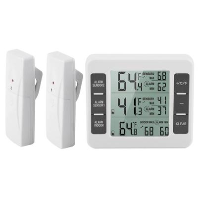 Wireless Digital Audible Alarm Refrigerator Thermometer with 2PCS Sensor Min/Maximum Display Wireless Therometer