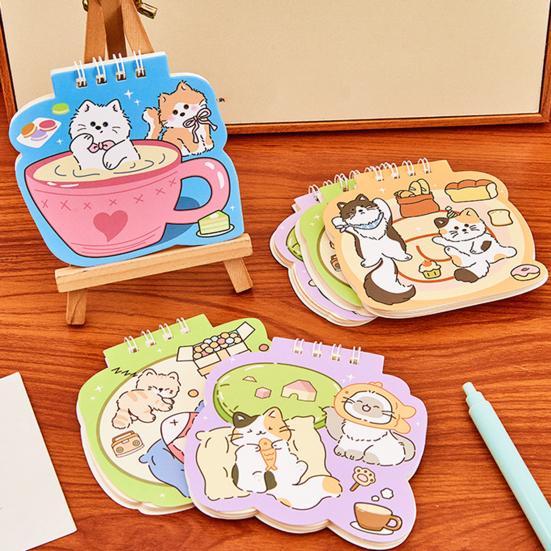 Katzen Mini Spiralnotizbücher 3,6 x 3,8 Zoll Obere Spiralbindung Notizblöcke, Cartoon 50 Seiten Notizbücher, Kawaii Notizbuch Schreibwaren für Notizen & Geschenke