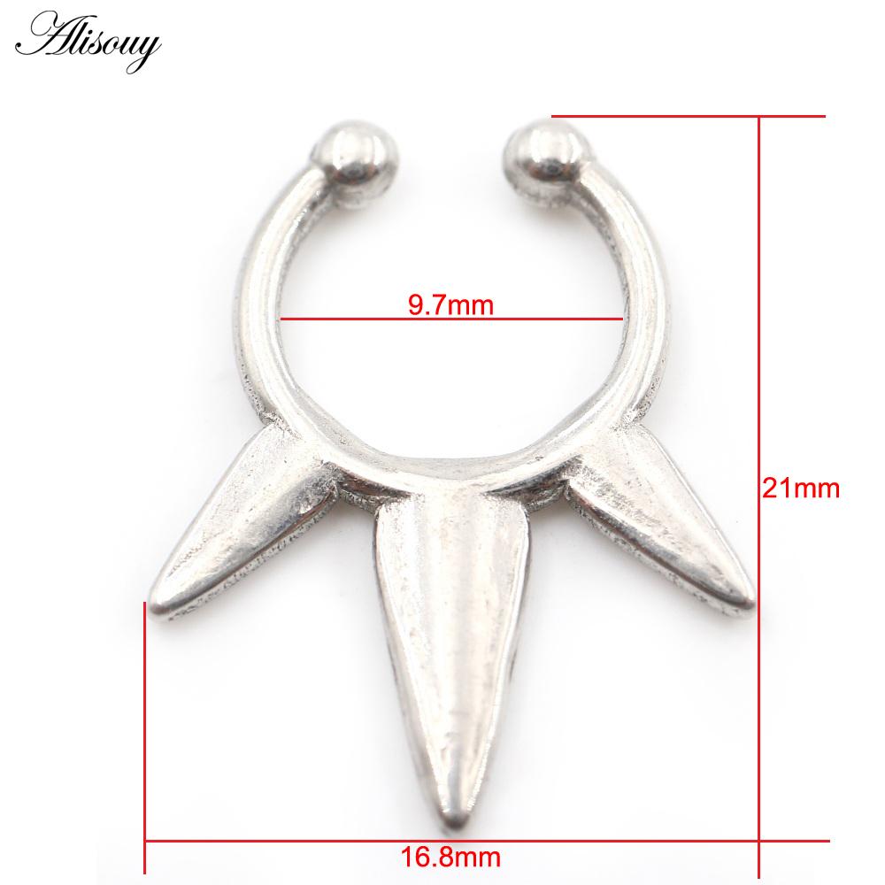 

Alisouy 1PC нержавеющая сталь литые клыки конус носовое кольцо перегородка ушные манжеты хрящ трагус дайт не пирсинг украшения для тела