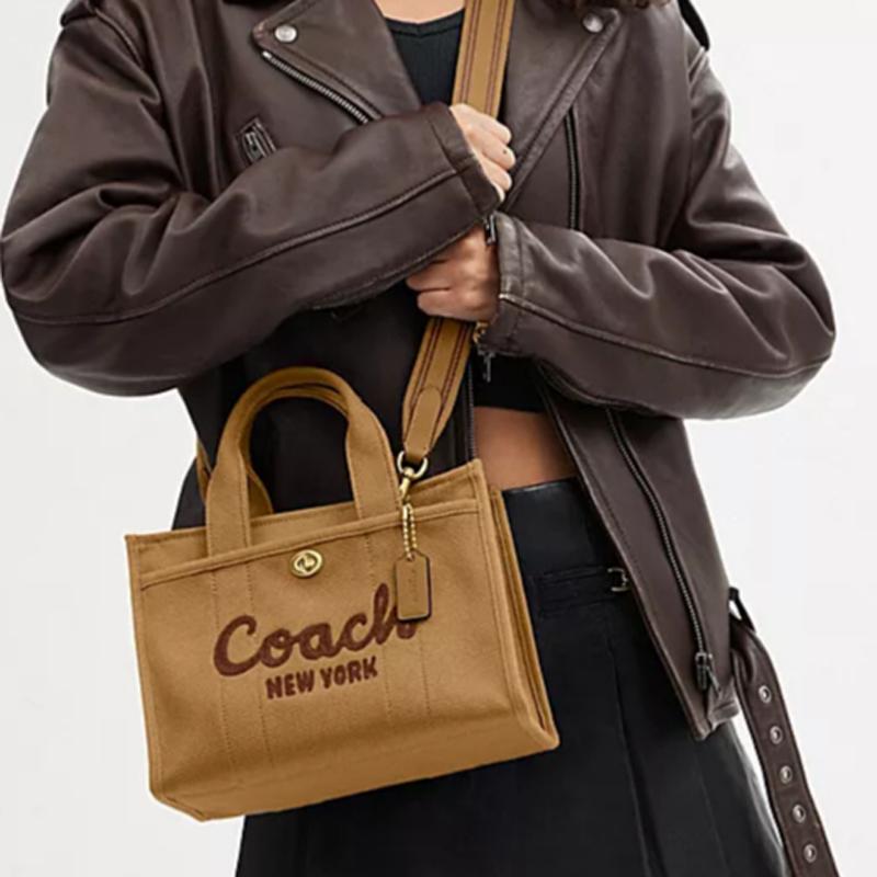 Coach Cargo 26 Top Zip Closure Canvas And Satin Tote Bag Women tote Ginger-Yellow CP164-B4XR7