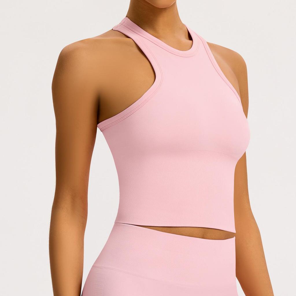 Women’s Seamless Racerback Yoga Tank Top – Belly Covering Fitness Sports Apparel