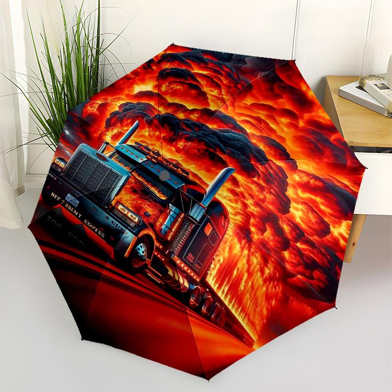 

Truck, Explosion Themed Automatic Opening and Closing Umbrella, Compact Travel Umbrella, Lightweight and Portable, Suitable for Beach Commut