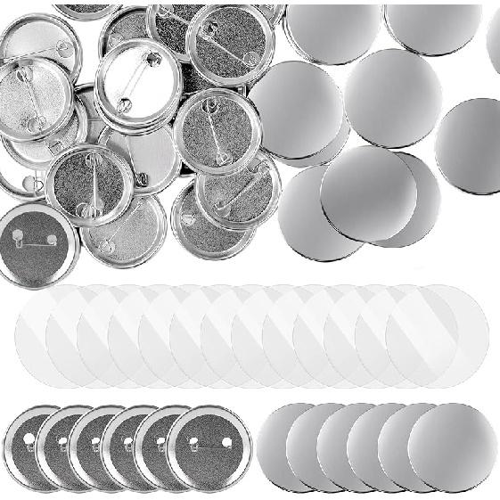 Набор для изготовления значков-пуговиц из 200 шт., Комплектующие для значков-пуговиц, Металлические заготовки для значков-пуговиц для станка для изготовления значков, Машинка для значков, Пресс для значков (Серебро, 25mm серебряный