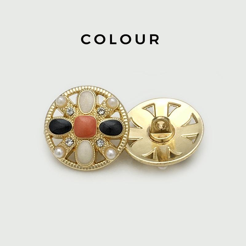 10PCS Of National Style Enamel Colorful Metal Buttons Burnt Blue Palace Oil Square Flower Clothing Button