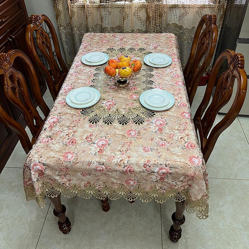 Embroidered Tablecloth European Style Fabric Rectangular Tablecloth Living Room Coffee Table Dining Table Decoration Cloth Mat