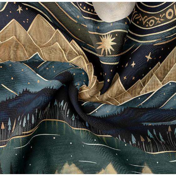 Tapzen Mountain Forest Tapestry - Boho Landscape Moon Stars Wall Hanging for Bedroom, Living Room, Classroom, Dorm (40 x 30 inches)