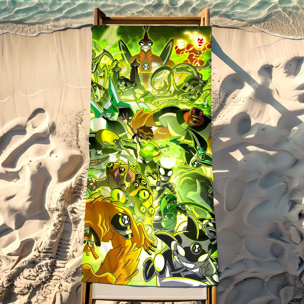 Cartoon B-Ben 10 Towel Beach Towel Travel Lightweight Skin Friendly For Pool Beach Camping Cruise Summer