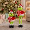 Christmas Party Supplies Green Elf Plush Toy, Soft Stuffed Animal Doll with Retractable Long Leg for Holiday Home Fireplace Mantel Decor Gift Friends