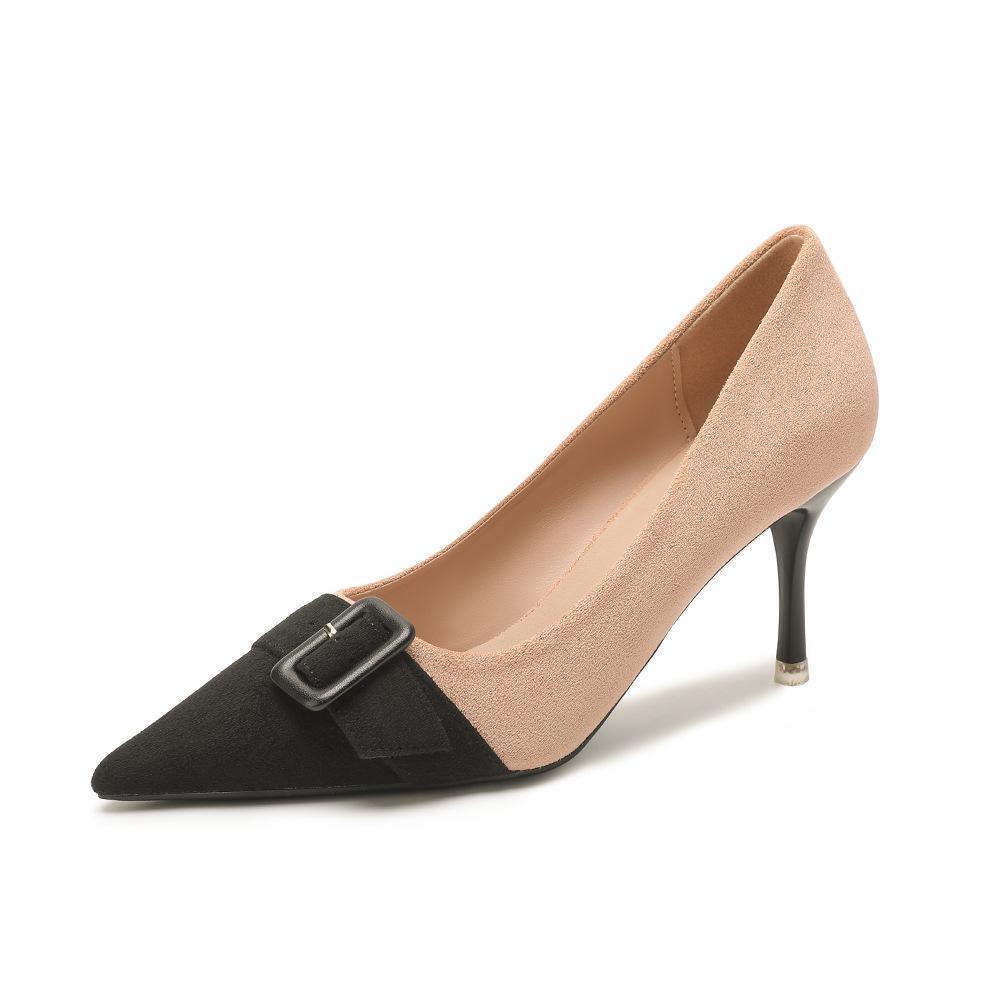 

Туфли на высоком каблуке 2025 года, осень-зима, новые замшевые туфли корейской версии, модные и сексуальные туфли на шпильке с острым носком 34