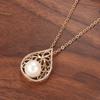 Hollow Drop Geometric Large Pearl Pendant Full Zircon Necklace for Women Luxury Wedding Jewelry