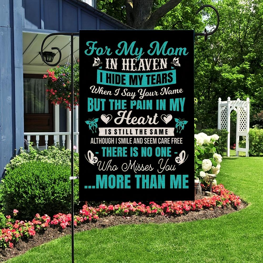 1pc Memorial Garden Flag for Mom In Heaven - Linen, 30.48x45.72 Cm, Grave Outdoor Decor