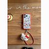 Kawaii Red Border Cat Pattern Clear Phone Case For iPhone 17 Pro 16 15 14 Pro Max with Matching Plush Strap Shockproof Cover Cas