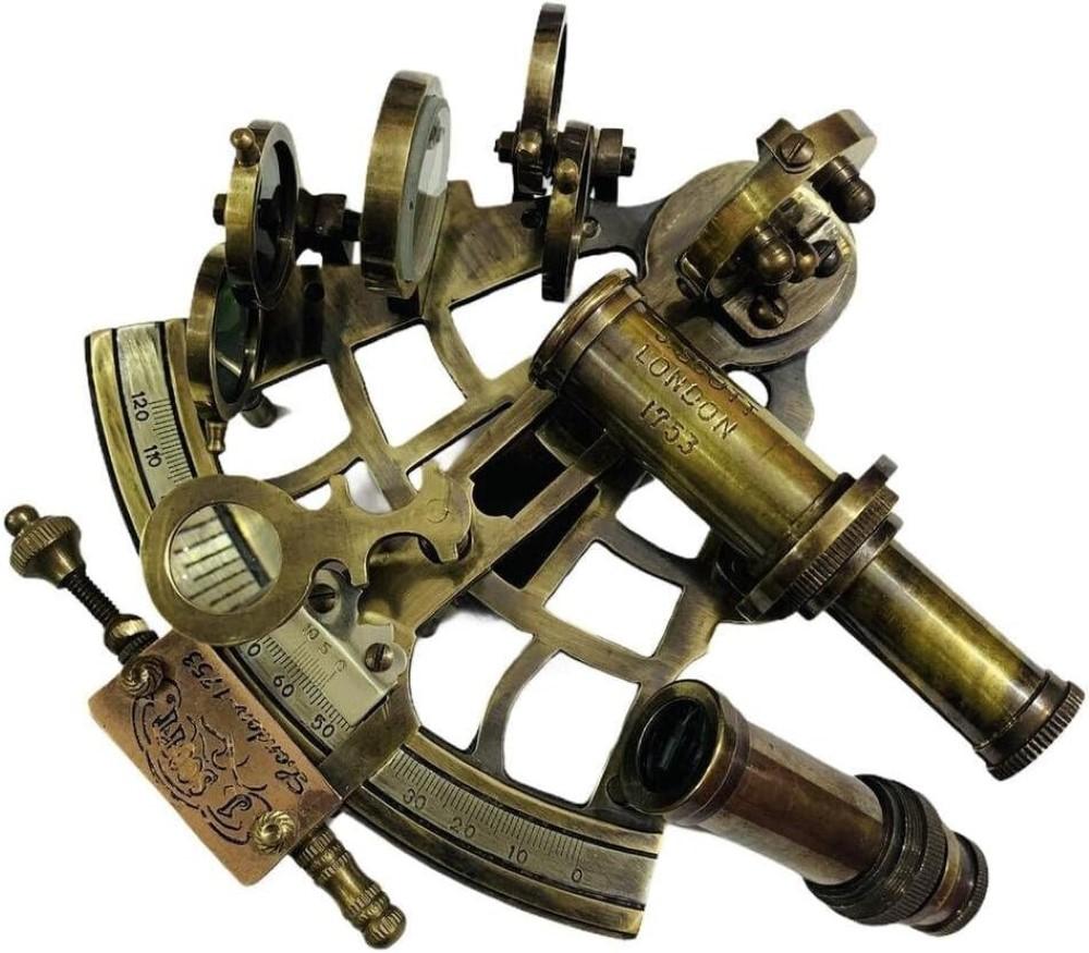SÄLLSYNT NY Mässing Sextant Nautisk Mässing Sextant Fungerande Marin Vintage/Låda