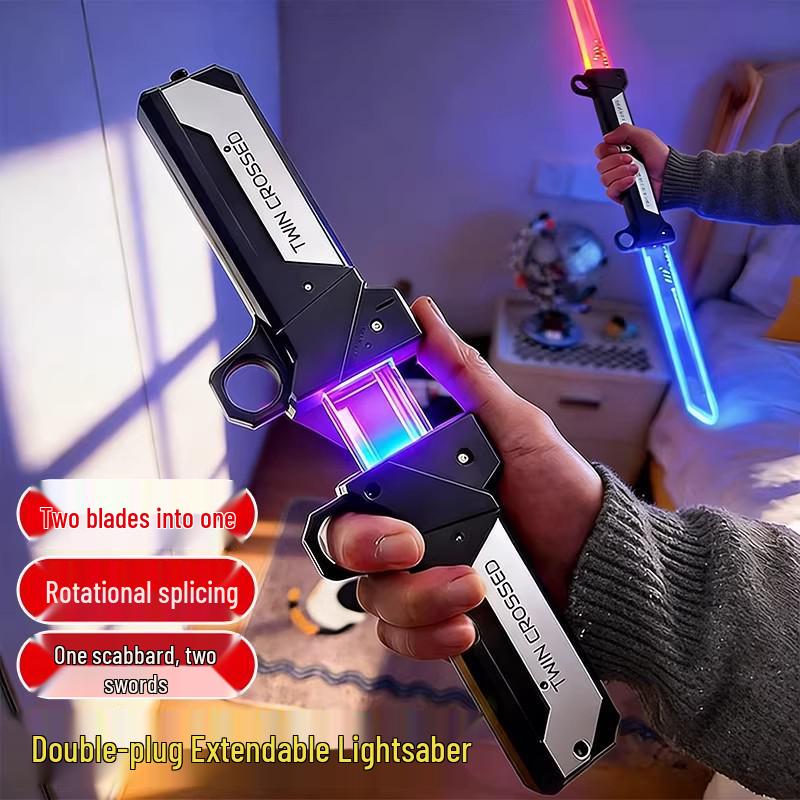 Double-Blade Rotating 2-in-1 Samurai Luminous Laser Sword - Retractable Toy for Creative Boys