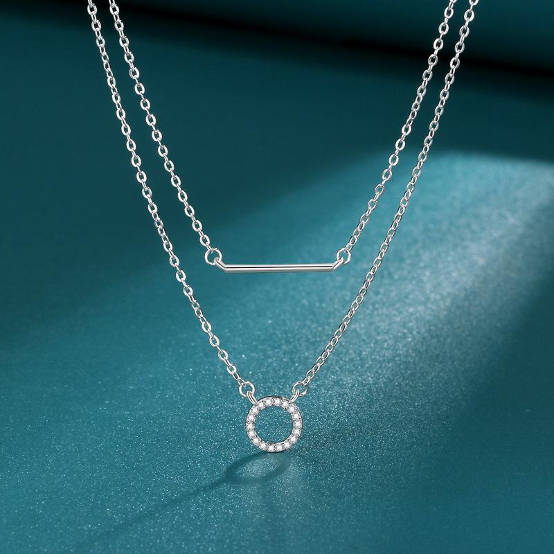 

Double-Layer Ring Necklace Women S Niche Temperament High-End Design Sense One-Word Stick Ring Item Jewelry Premium
