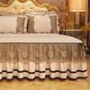 New autumn and winter warm crystal velvet padded bed skirt single piece European style lace velvet mattress cover three-piece set