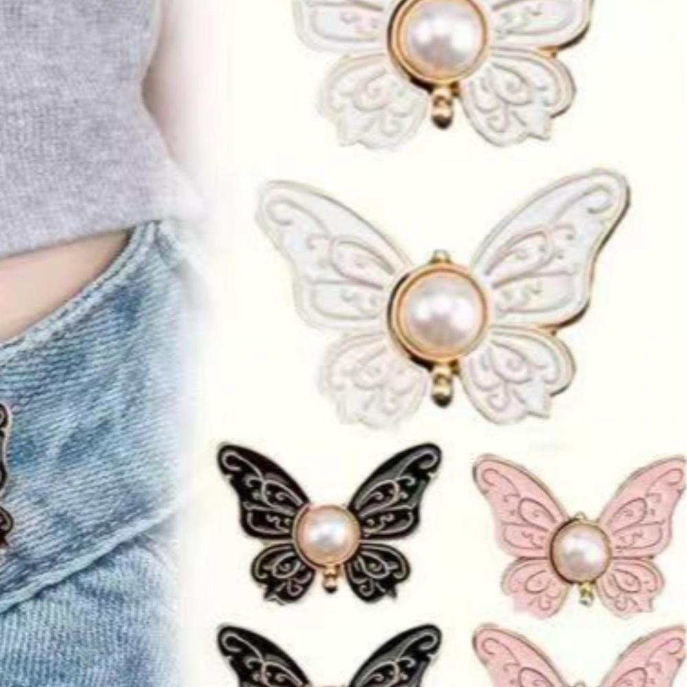 

6-Pack Butterfly Pants Waist Cincher, Adjustable Loose Jeans Button Pin, Detachable Waist Adjuster Button Pin, Unisex